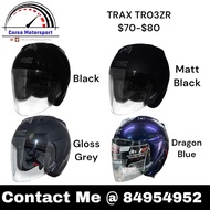 [SG Seller 🇸🇬] PSB Approved! Trax TR03ZR Openface Open Face Helmet Black Matt Grey Gloss Dragon Blue