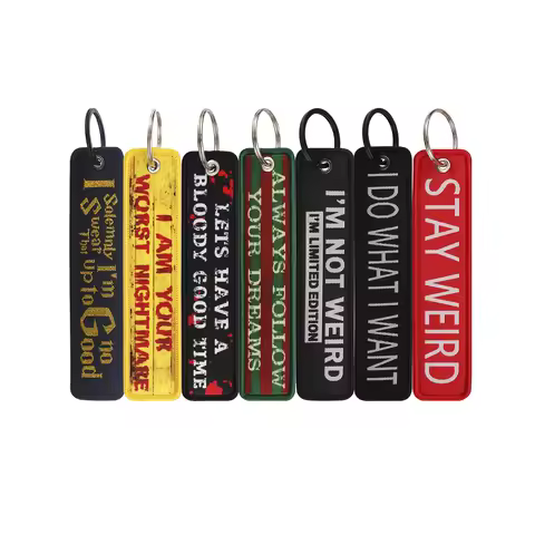 Quote Embroidery Key Ring Luggage Tag Chain Keychain For Aviation Gifts Tag Keychains For Car Motorc