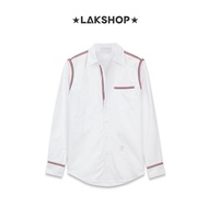 T.B White Oxford RWB-trim Cotton Shirt