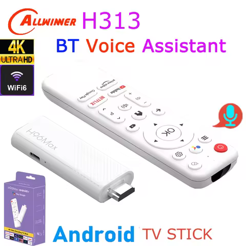 H96 Max H313 Android TV Stick Allwinner Quad Core 4K Wifi6 BT Voice Assistant Remote Control Game Me