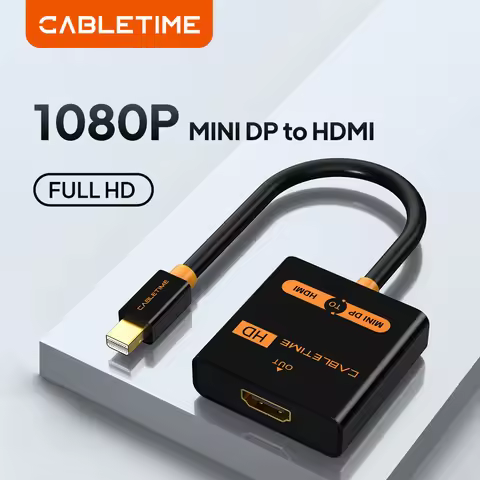 CABLETIME Mini Dp to HDMI Adapter Mini Displayport to HDMI Adapter HD Video Transmission Transfer fo