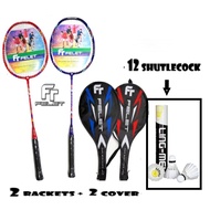 2 pcs Badminton racket badminton Raket murah budak free Overgrip + Shuttlecock Apacs Felet Yonex Lining raket