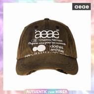 aeae FOR WOMEN MEN WEB LOGO DAMAGED CAP DARK BROWN
