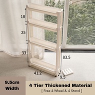 ☑️🚚【SG Ready Stock】9.5cm Slim Trolley Rack/ Bathroom Storage/ Kitchen Storage Cart with Wheels Fit i