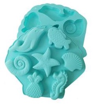 七連 海洋 海星 海馬 貝殼 魚 矽膠模 手工皂模 香磚 DIY 巧克力模 餅乾模 蛋糕模 烘焙 冰格模🔱菁忻
