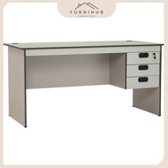 Furnihub ECO Office Table 150cm (2 Cable Hole) 3 Drawers Study Table | Working Desk - GREY