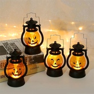 Halloween Pumpkin Lantern Vintage LED Pumpkin Lantern Small Oil Lamp Ornament Decorative Lamp Night Light for Halloween Props