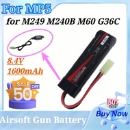 8.4V 1600mAh NiMH Flat Battery Pack with USB Charger 2/3A Airsoft Gun Battery for MP5 Scar M249 M240