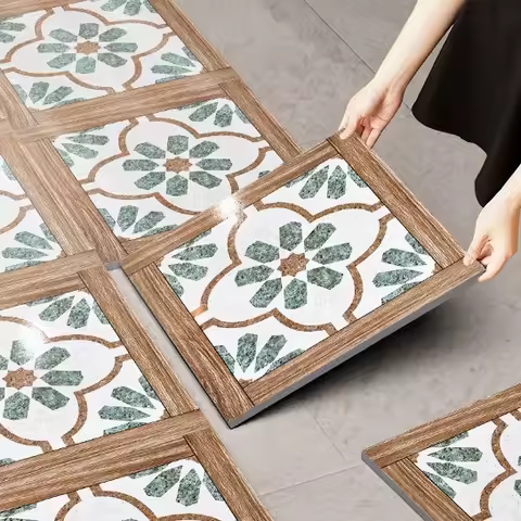 10PCS 1.8mm Thickened Self-adhesive Decor Wall Floor Sticker Marble Tile Floor Sticker PVC Waterproo