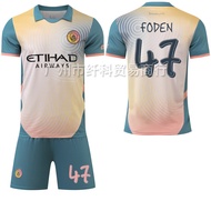 ชุดเสื้อเจอร์ซีย์ระบายอากาศแห้งเร็วดีไซน์สายเสื้อที่ระลึก2024-2025 Haaland Foden