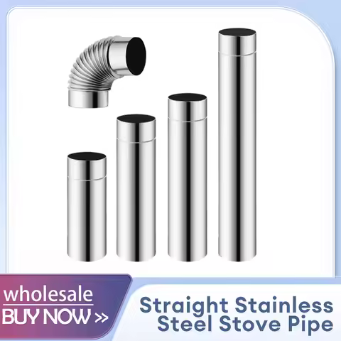 Straight Stainless Steel Stove Pipe Elbow 90 Degree Silver Chimney Flue Gas Pipe Heater Exhaust Pipe