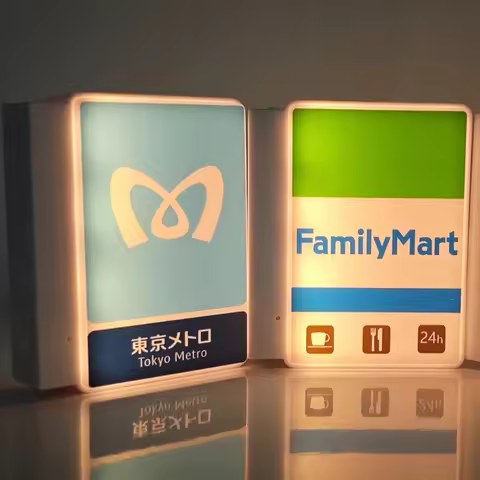 LED Mini Fridge Magnet Household Lawson Family Mart Convenience Tokyo Metro Signage Rechargeable Lig