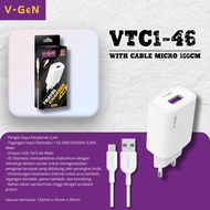 V-GEN VTC1-46 TRAVEL CHARGER Free Micro Cable 1m 2.4A