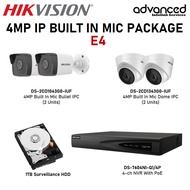 Hikvision CCTV 4MP IP Built In Mic 4 Channel Package E4