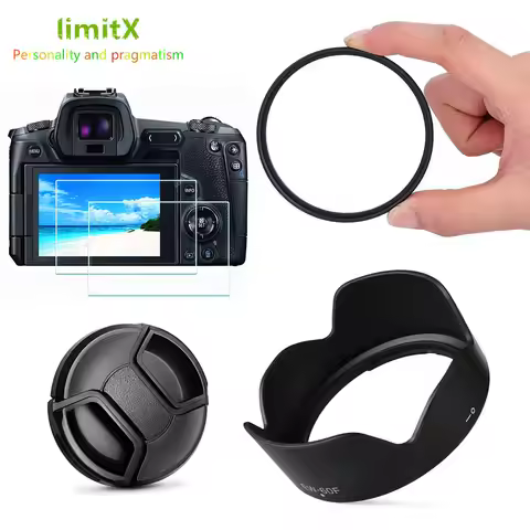 UV Filter Bayonet Lens Hood Cap + 2x Glass Screen Protector For Canon RF-S 18-150mm EF-M 18-150mm ST