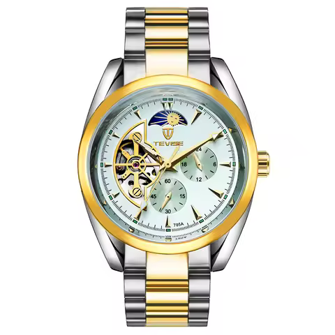 TEVISE New Men Luxury Automatic Mechanical Watch Stainless Steel Waterproof Luminous Skeleton Wristw