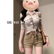 baggy jeans seluar jeans perempuan celana jeans wanita Gadis panas Amerika memakai seluar pendek den