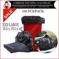 100pcs 3XL/XXXL [19.5x19.5x46"] Black Garbage Bag Plastic Bag Trash Bag Roll Basurahan Trash Can Bin