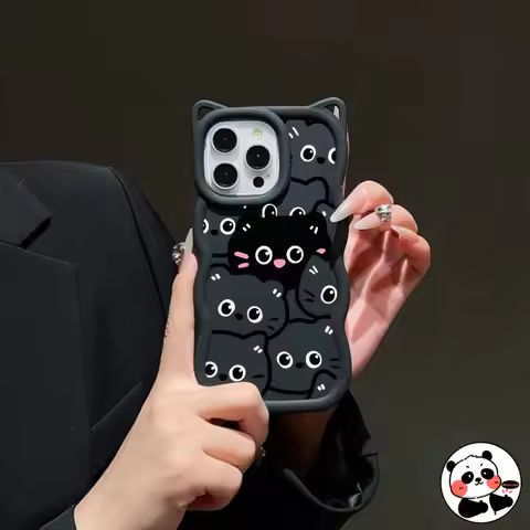 3D Wave Cat Ears Phone Case For Honor X9D X9C X9B X9A X8D X8C X8B X8A X8 X7D X7C X7B X7A 5G 4G Carto