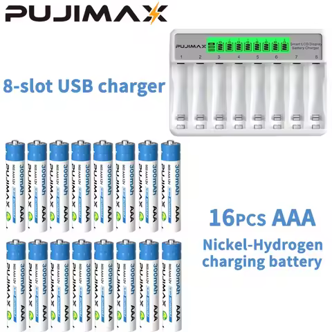 16pcs AAA300mAh 1.2V nickel-metal-hydride rechargeable battery, an excellent value combination set. 