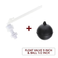 Toilet Cistern PVC Float Valve  and 9''  Toilet Cistern PVC Float Valve + Pvc Black ball