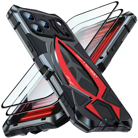 LUPHIE Military Grade Drop Protection Metal Armor Case for iPhone 17 Pro Max 16PM 15PM 14PM Shockpro
