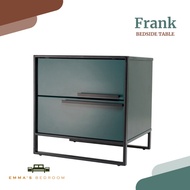 Frank (Imperial Green) Bedside Table with 2 Drawers Bedroom Furniture (EM230 IG + B321 Black) by Emm