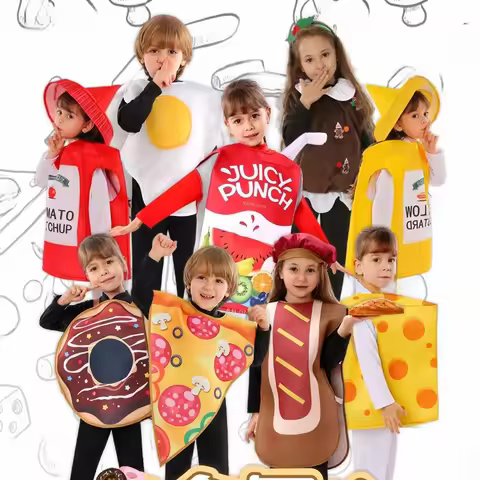 Halloween Children's Costume Tomato Sauce Pizza Role-playing Cosplay Uniform Kindergarten Fun Perfor