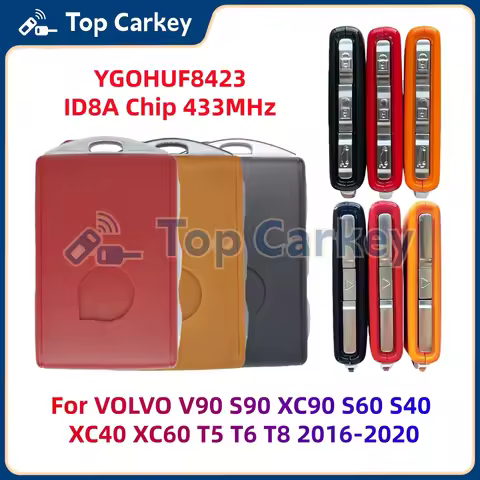 TopCarkey YGOHUF8423 ID8A Chip 433MHz Smart Remote Key for VOLVO V90 S90 XC90 S60 S40 XC40 XC60 T5 T