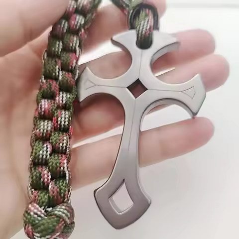 Outdoor EDC TC4 Titanium Alloy Tactical Multifunctional Cross Necklace Car Window Breaking Pendant T