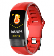 P11彩屏智慧手環ECG+HRV心電監測血壓監護儀運動計步防水USB直充（紅色）