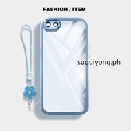 Casing Compatible for Iphone 6S 6 7 8 Plus 6S Plus SE 2020 透明带保护硅胶软壳彩色Shockproof手机套可爱带花挂绳Cover HYRHY