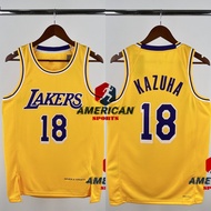 Hot Pressed Men's 2024-25 Los Angeles Lakers LE SSERAFIM KAZUHA Yellow Basketball Jersey