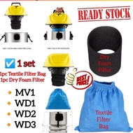 Replacement For Karcher Vacuum Cleaner Filter Bag Foam Filter Dust Bag MV1 WD1 WD1S WD2 MV2 WD3 MV3 
