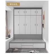 [100%authentic]Small Apartment High Box Multi-Functional Storage Bed Open Door Cabinet Bed Modern Simple Tatami Bed Wardrobe Integrated Customization