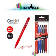 Grabbit Semi Gel Comfy Pen 0.5mm 5 in 1 Pack