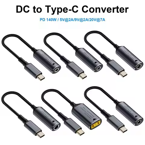 PD 100W DC to Type C Converter 5/9/20V 5.5X2.5 7.4X0.6 Laptop Charging Cable Square Mouth Mobile Pho