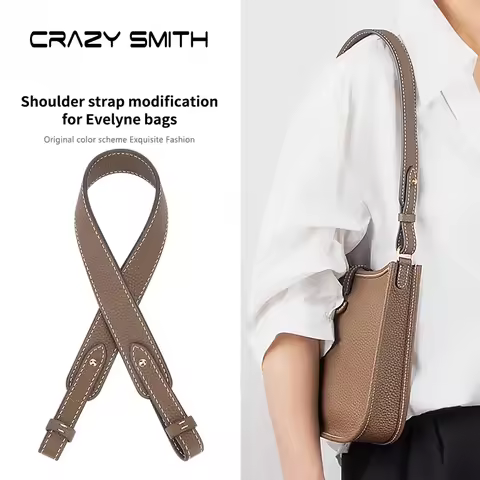 CRAZYSMITH Genuine Leather Short Bag Strap for Hermes Evelyne Bag Soft Shoulder Straps Replacement H