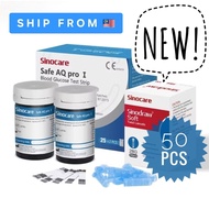 Sinocare Safe AQ Pro 1 : Glucose Test Strip - 25 / 50pcs [Exp : 11/2027]
