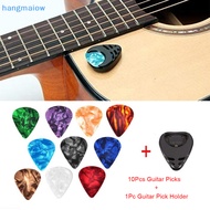 {hangmaiow} 10Pcs Plectrums 1 Pick Holder Electric Celluloid Acoustic Guitar Picks Colorful {well}