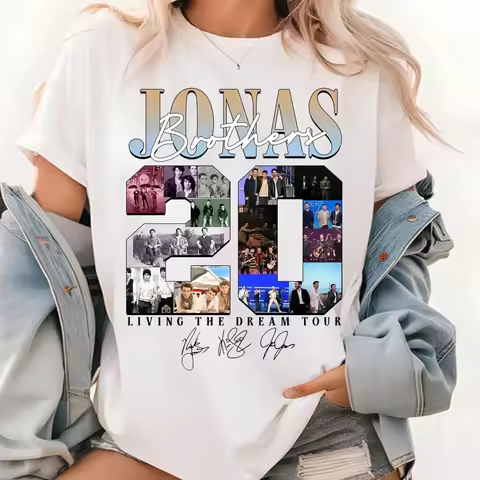 Jonas Brothers Shirt Albums 20th Anniversary Of Jonas Shirt Living The Dream Men's and women's same 