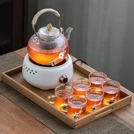 耐熱玻璃泡茶壺茶具套裝家用電陶爐插電煮茶器胡桃木茶盤輕奢現代