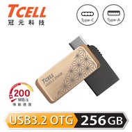 【TCELL 冠元】Type-C USB3.2 雙介面 OTG 大正浪漫碟 256GB / 麻葉紋金