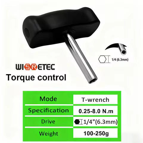 WISRETEC-Big 0.25-8Nm T-Handle Preset Torque Wrench Screwdriver Tool Fit Standard 1/4" Hex Bit Fast 