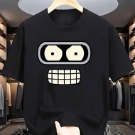 2026 Baju-T Grafik Robot Bender Lelaki Baru Rekaan Bender Futurama Lucu Bahan Kapas Bernafas Lengan 