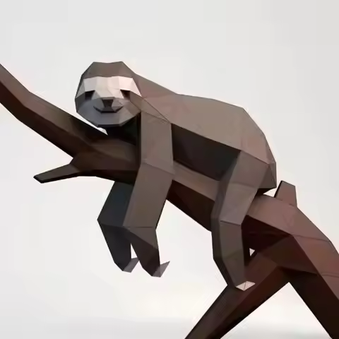 Sloth 3D Paper Model Home Decoration DIY Papercraft Stereoscopic Animal Origami Porch Decor Model Ki