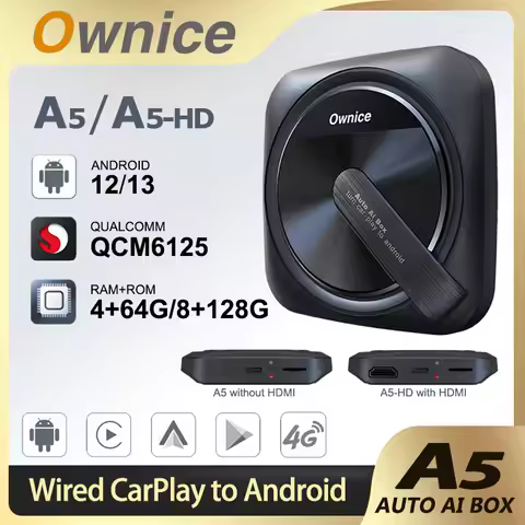 Ownice A5 Android TV Box Wireless CarPlay Adapter Android Auto Ai Box QCM6225 4G LTE HD-MI Output fo
