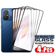 4PCS For Redmi 12C Glass Redmi 12C Tempered Glass Protective Full Cover Glue 9H For Screen Protector
