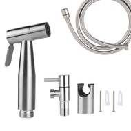 ZLOON Stainless steel spray bidet toilet set companion booster nozzle shower brushed golden angle valve spray four-piece set