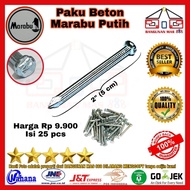 PUTIH 2 in Or 50mm Concrete Nails (25Pcs Contents) White Mortar - Wall Nails - Steel Nails - White N